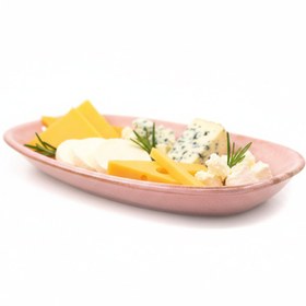 Resim Stoneware Büyük Kayık Tabak - Gonca Pembe / 8'li Set 