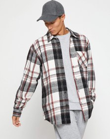 Resim Ekoseli Oduncu Gömleği Klasik Yaka Cep Detaylı Uzun Kollu 