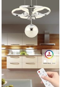 Resim İstanbul Avize Dreon Gümüş 3 Renk Led Kumandalı Lüx Ledli Avize 