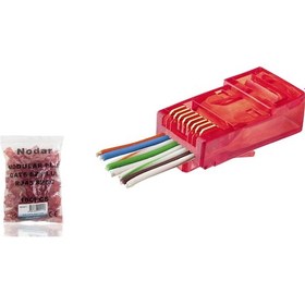 Resim Nodar Nd2411 Cat6 Ez Rj45 Konnektör 100 Adet Plastik Kutu - Kırmızı 