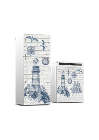 Resim Buzdolabı Ve Bulaşık Makinası Beyaz Eşya Sticker Kaplama Deniz Feneri 