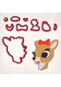 Resim Rudolph Geyik Detay Kurabiye Kalıp Seti 9 Parça KIrmızı 