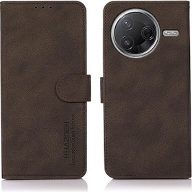 Resim Xiaomi Poco F7 Pro / F7 Ultra Global Khazneh Mat Doku Deri Telefon Kılıfı Kahverengi 