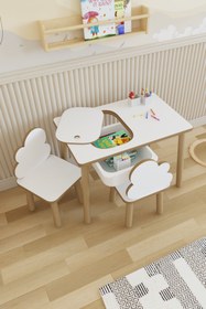 Resim POFİTTO Montessori Çocuk Masası-oyun Masası-aktivite Masası-etkinlik Masası Takımı 2 Bulut Sandalye 