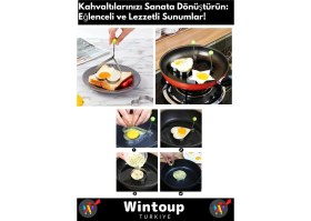 Resim Wintoup Özel Seri 3'lü Metal Yanmaz Yapışmaz Yumurta Omlet Krep Pişirme Seti Yıldız Daire Kalp Şekil 
