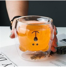 Resim Sevimli Ayı Çidarlı Cam Bardak Siyah 