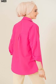 Resim 103901 Oversize Basic Tesettür Gömlek Koyu Pembe 