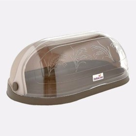Resim Ekmek Kutusu Sepeti Dolabı Ekmeklik Başak Desenli Plastik Kahverengi 