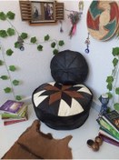 Resim Ottoman Pouffe El Yapımı Hakiki Deri Bohem Iskandinav Puf Yer Bahçe Balkon Bungalov Minderi 60ve40cm(DOLGUSUZ) 