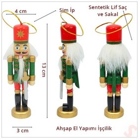 Resim Kurşun Asker, Ahşap Fındıkkıran 13cm - Kılıçlı Yeşil 