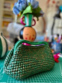 Resim UNİCORNS Hasır Çanta, Hasır Clutch, Burslu Hasır Çanta, Hasır El Çantası 