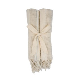 Resim Beige and White Striped Peshtamal 