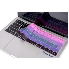 Resim Laptop Apple Uyumlu MacBook Pro Klavye Koruyucu Ombre Türkçe Q A1534 A1708 İle Pembe Mavi 