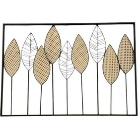 Resim T.concept Dekoratif Şık Yaprak Desenli Metal Gold Tablo 100 Cm 