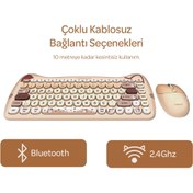 Resim Everest Km-6285 Catty Mini Wireless-Bluetooth Kablosuz Ultra Sessiz Özel Tasarımlı Q Klavye Mouse Set Bej 