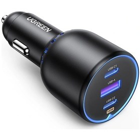 Resim Ugreen 130w Qc Pd Hızlı Araç İçi Şarj Cihazı Çakmaklık Adaptörü 2xusb-c, 1xusb-a, Siyah, 90413 