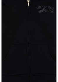 Resim U.S. Polo Assn. Kız Çocuk Siyah Kapüşonlu Fermuarlı Basic Sweatshirt 50316837-VR046 