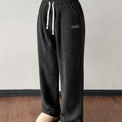 Resim Kadın Açık Gri Kadife Jogger Eşofman Altı - Düz Kesim, İpli Bel ve Yan Cepli Günlük Pantolon, Makinede Yıkanabilir, Nefes Alabilir, Tüm Sezon Konforu, Düz Renk, Koşu Pantolonu 