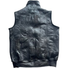Resim Ln Leather Içi Kürk Hakiki Deri Yakalı Biye Triko Detaylı Siyah-Vizon Yelek 