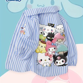 Resim Kreatif Klasik Mavi ve Beyaz Çizgili Gömlek, Sonbahar Kız Modası Uzun Kollu Üst, Sevimli for kuromi ve for cinnamoroll Çizgi için Çift Taraflı Dijital Baskı, Sanrio Resmi, Makinede Yıkanabilir, Hızlı Kuruyan Tasarım, Tatlı Minimalist Dış Mekan Rahat Bluz, Okul Giyim, Gömlek/Bluz Kızlar İçin, Genç Kızlar İçin Gömlek, Kız Okul Giyim 