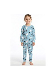 Resim Zuzunga Unisex İnterlok Bebe Mavisi Yılbaşı Temalı Pijama Takımı Mavi 