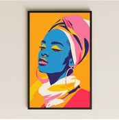 Resim Pop Art Afrika Kadını Portresi Şeffaf Pleksi Tablo 
