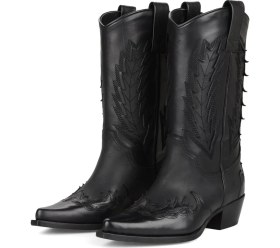 Resim FootCourt Siyah Deri Kadın Kovboy Çizmesi (Kızıl) 