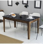 Resim Milan Yemek Masası - Ceviz / Siyah Mermer 