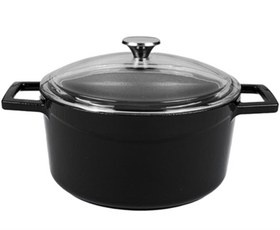 Resim Lava Döküm Yuvarlak Tencere Cam kapaklı Glaze Çap 28cm Turuncu 