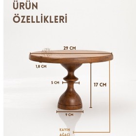 Resim Justwood Mummy 29 Cm Ahşap Ayaklı Yuvarlak Pasta Sunum Tabağı 