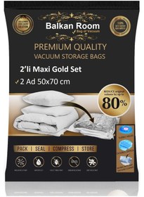 Resim Balkan Room Vakum Hurcu 2 Li Maxi Gold Set Vakumlu Hurç Şeffaf 