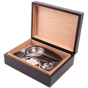 Resim Hauser Humidor Gift Set Siyah Deri Kaplama 