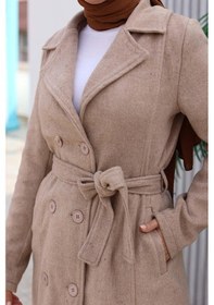 Resim Düğme Detaylı Kaşe Kaban Vizon 1224 Vizon 