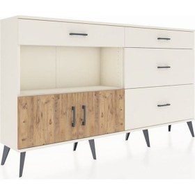 Resim Arges Konsol Tek Raflı 4 Çekmeceli 2 Kapaklı 176x30x99 Aytaşı-çam Aytaşı-çam/aytaşı 