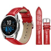 Resim Garmin Fenix 8 / 7s / 6s / 5s 20mm 18mm Bambu Doku Pin Toka Deri Saat Bandı Kırmızı 