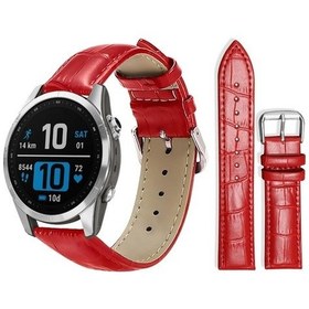 Resim Garmin Fenix 8 / 7s / 6s / 5s 20mm 18mm Bambu Doku Pin Toka Deri Saat Bandı Kırmızı 