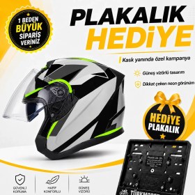 Resim Rhkc Güneş Vizörlü Açık Yazlık Kask + Plakalık 