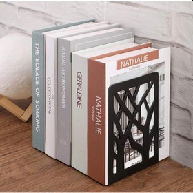 Resim Ağaç Desenli Metal Kitap Desteği - Kitap Tutucu - Ev ve Ofis Deko 