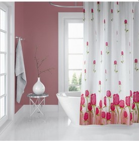 Resim Banyo Perdesi 7017 1x180x200, Perde Borusu Askı Aparatı Köşe Boru Beyaz Hediyeli, Duş Perdesi Seti Çok Renkli 