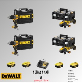 Resim Dewalt DCD805NT + DCD805NT + DCG409VSNT+ DCG409VSNT 4 Adet 5 Amper Akü + Şarj Aleti Set 