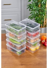 Resim 10'lu Buzdolabı Organizer Kendinden Kapaklı Mikrodalga Difrize Uygun 2000 Ml Dikdörtgen Saklama Kabı Diğer 