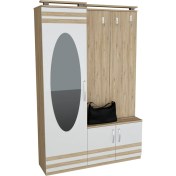 Resim Evistro Sihirli Portmanto Aynalı Vestiyer Ayakkabılık Dolap Askı Atlantik Çam Demonte 