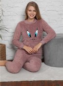 Resim ASEL PİJAMALARI Anne Kız Çocuk Peluş Pijama Takımı 