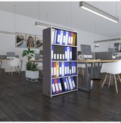 Resim Kenzlife Klasörlük Raflı Erlinay Gri 140 80 30 Kitaplık Ofis Arkalıksız Çok Renkli 