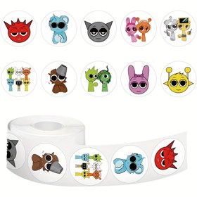 Resim 500 adet Yuvarlak Bantlı Sticker-Sprunki Oyun Stickerları Rulo Vinil Stickerlar Scrapbook, Günlük, Laptop, Tampon, Kaykay, Su Şişeleri, Bilgisayar, Telefon, Karikatür Anime 