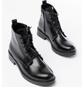 Resim 165-225 Siyah Rugan Bağcıklı Fermuarlı Günlük Kadın Bot 