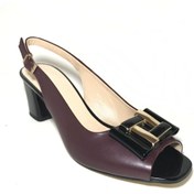 Resim D&A İzland Shoes Kadın Bordo Şık Kareli Desenli Topuklu Ayakkabı 