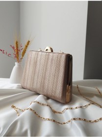 Resim Vivazzaluxe Simli Abiye Düğün Nişan Kadın Clutch Çanta Rose 