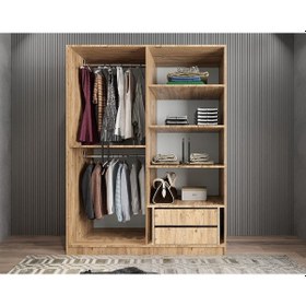 Resim Bevel 4 Kapaklı Gizli Çekmeceli Gardırop Ç 140 Cm - Montaj Dahil 