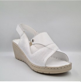 Resim Pierre Cardin 6908 Beyaz Deri Dolgu Topuk 6cm Kadın Sandalet Beyaz 